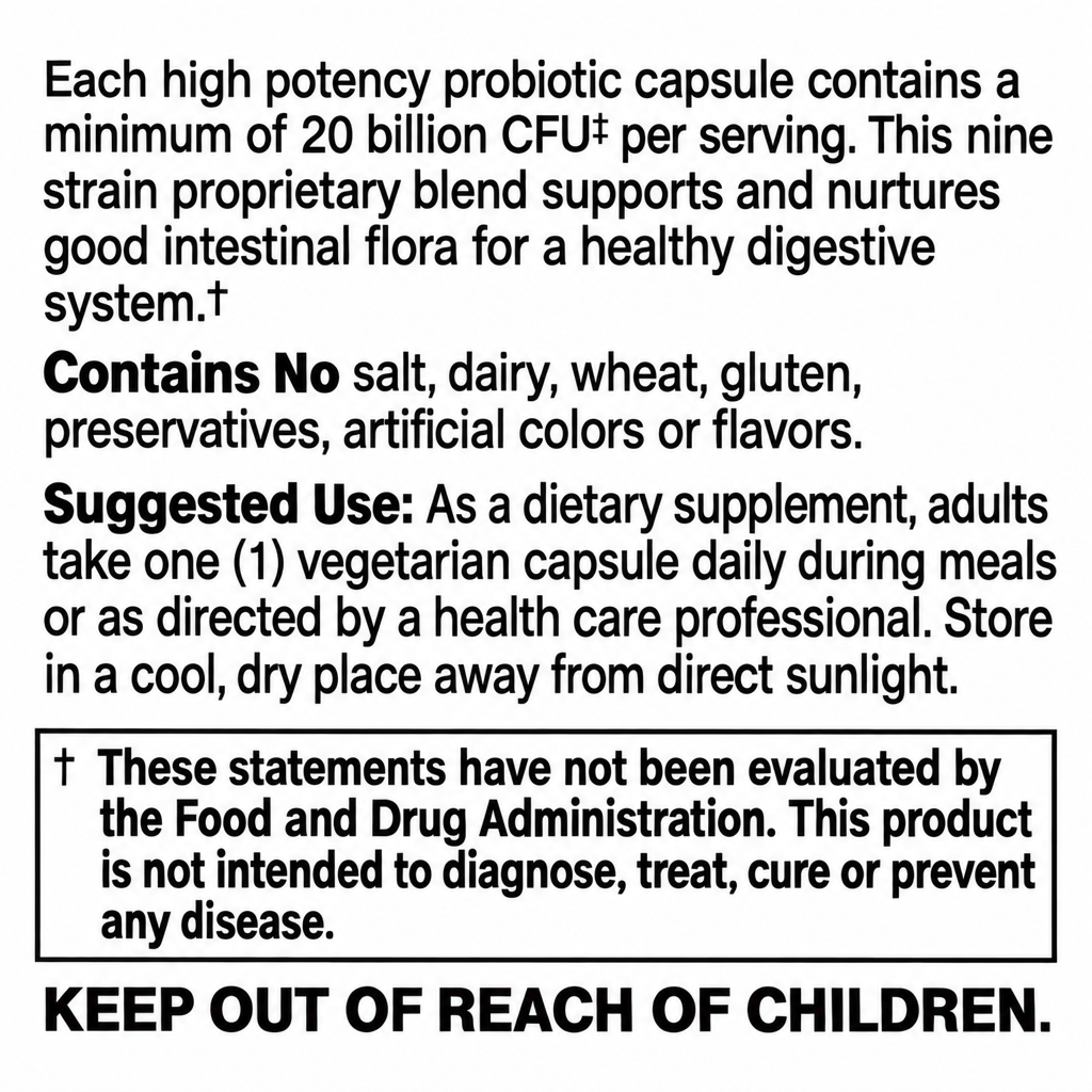 20 Billion Probiotic suggested use