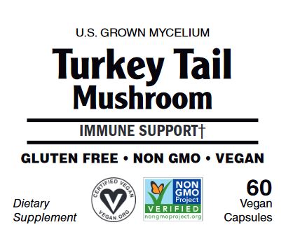 Organic TURKEY TAIL MUSHROOM 500 mg Vegetarian Capsules