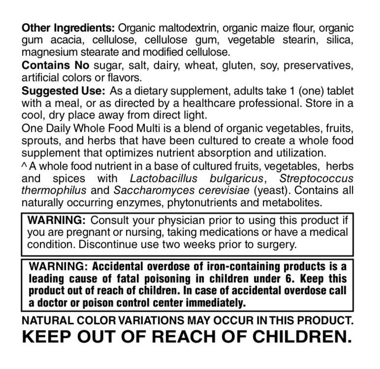 One Daily Whole Food Multi Side Panel