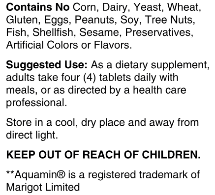 Allergen-free product label with dietary supplement instructions and storage guidelines.