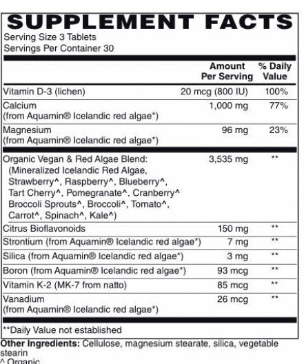 supplement facts for Algea based calcium