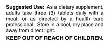 Text instructions for dietary supplement usage and storage on a black background