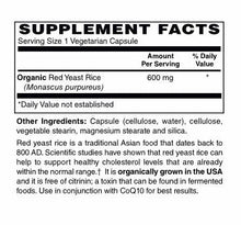 Red Yeast Rice 600 mg Organic Vegetarian Capsules