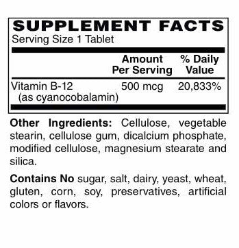 Vitamin B-12 500 mcg Tablets