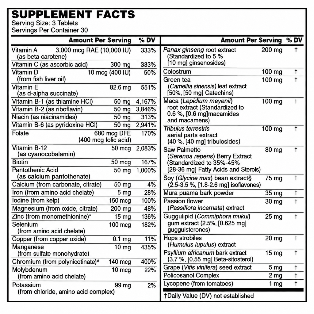 Active Man’s Formula Supplement Facts, sharper preview