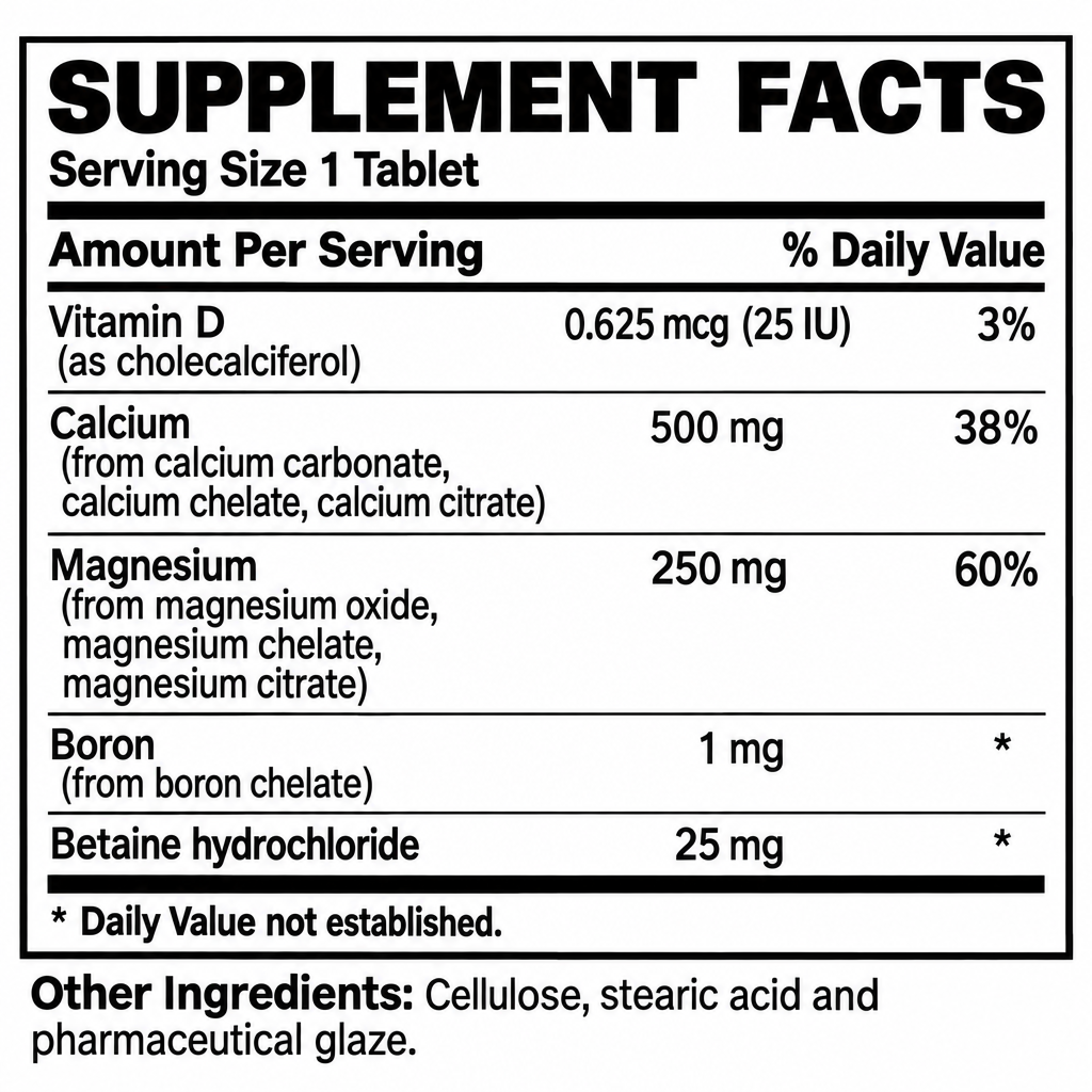 Calcium and Magnesium supplement facts 