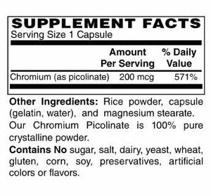 Chromium Picolinate 200 mcg Capsules