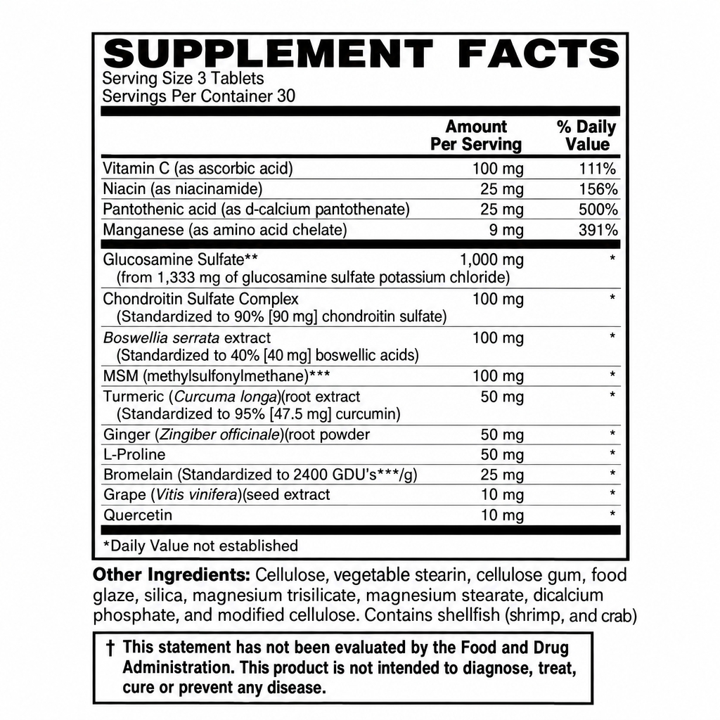  Joint Support supplement facts