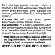 100 Billion Probiotic suggested use, allergen information, and warnings