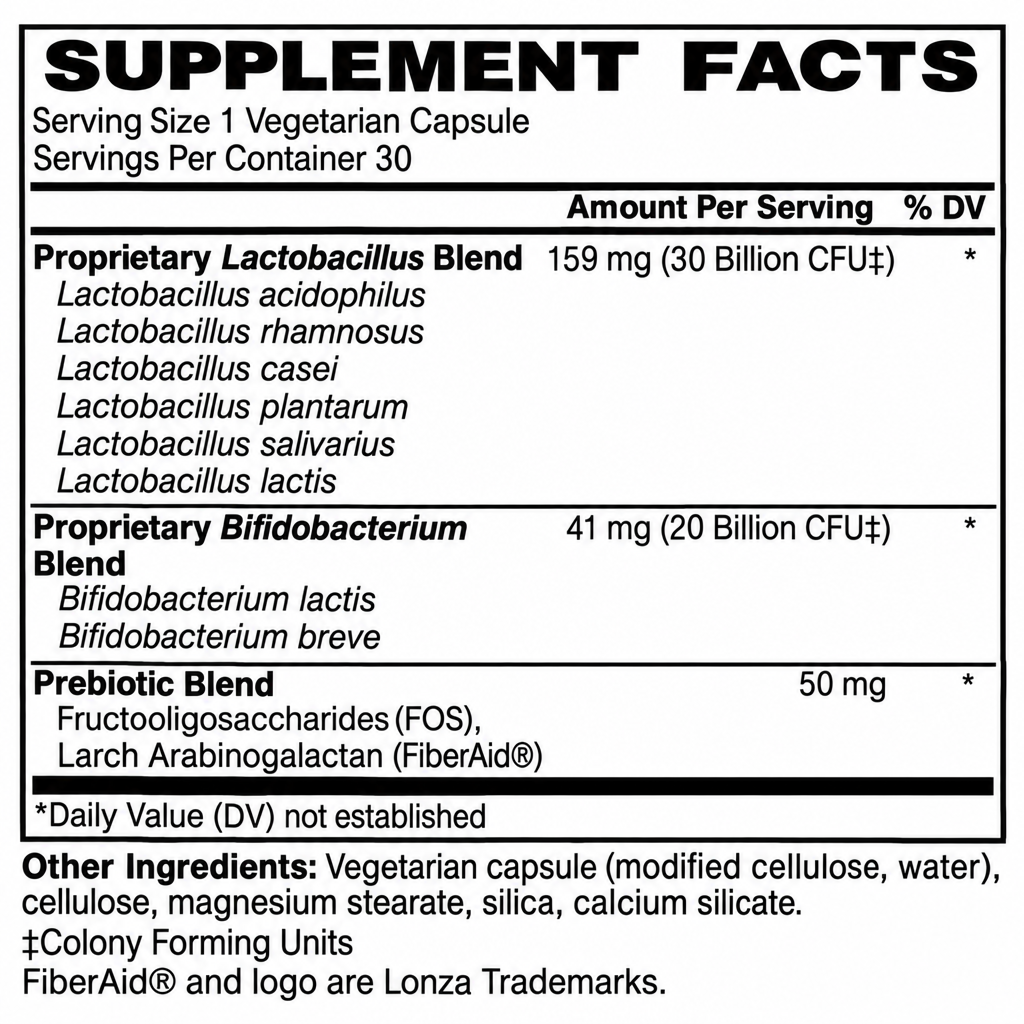 Men's 50 Billion Supplement Facts panel