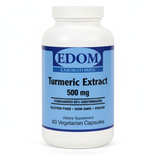 Turmeric Extract 500 mg dietary supplement bottle by EDOM LABS shown in a clean, clinical design, providing 95% curcuminoids for antioxidant, joint, and immune support as part of daily wellness.†