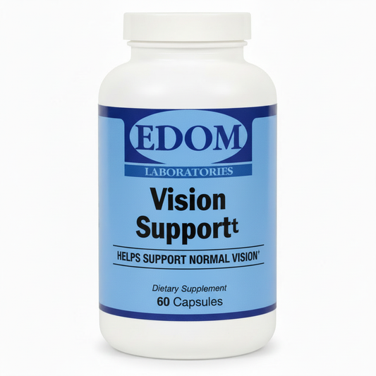 Vision Support dietary supplement by Edom Laboratories — 60-count bottle with LuteMax® lutein, bilberry extract, and antioxidants to help support normal, healthy vision.†