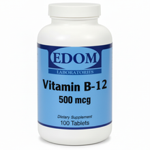 Vitamin B-12 500 mcg tablets by Edom Laboratories — supports energy metabolism, nervous system health, and red blood cell production. Ideal for vegans and older adults.†