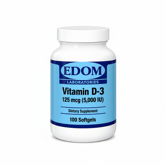 Vitamin D-3 5,000 IU bottle in the light blue label