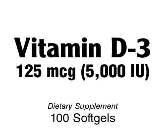 Vitamin D-3 5,000 IU softgels