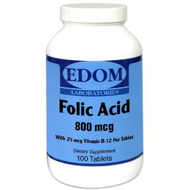 Folic Acid 800 mcg Tablets - Supports cardiovascular and nervous system health. Folic Acid is also essential for prenatal health.