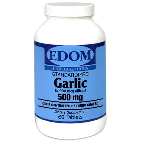 Garlic 500 mg Tablets - Odor Controlled • Enteric Coated • No After Odor  Garlic has been used therapeutically in many cultures for thousands of years. With its high concentration of sulfur-containing compounds, garlic has consistently demonstrated an ability to support immune function, cardiovascular health and provide antioxidant protection.† Many of garlic’s biological effects are thought to be related to allicin and other related compounds.