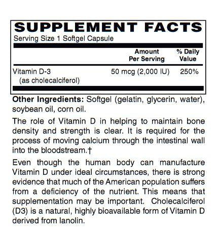 D 2000 supplement facts