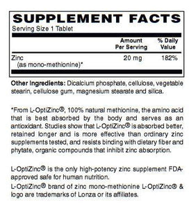 L-OptiZinc® 20 mg Tablets